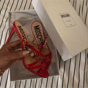 Moschino Vibrant Red Strappy Heels